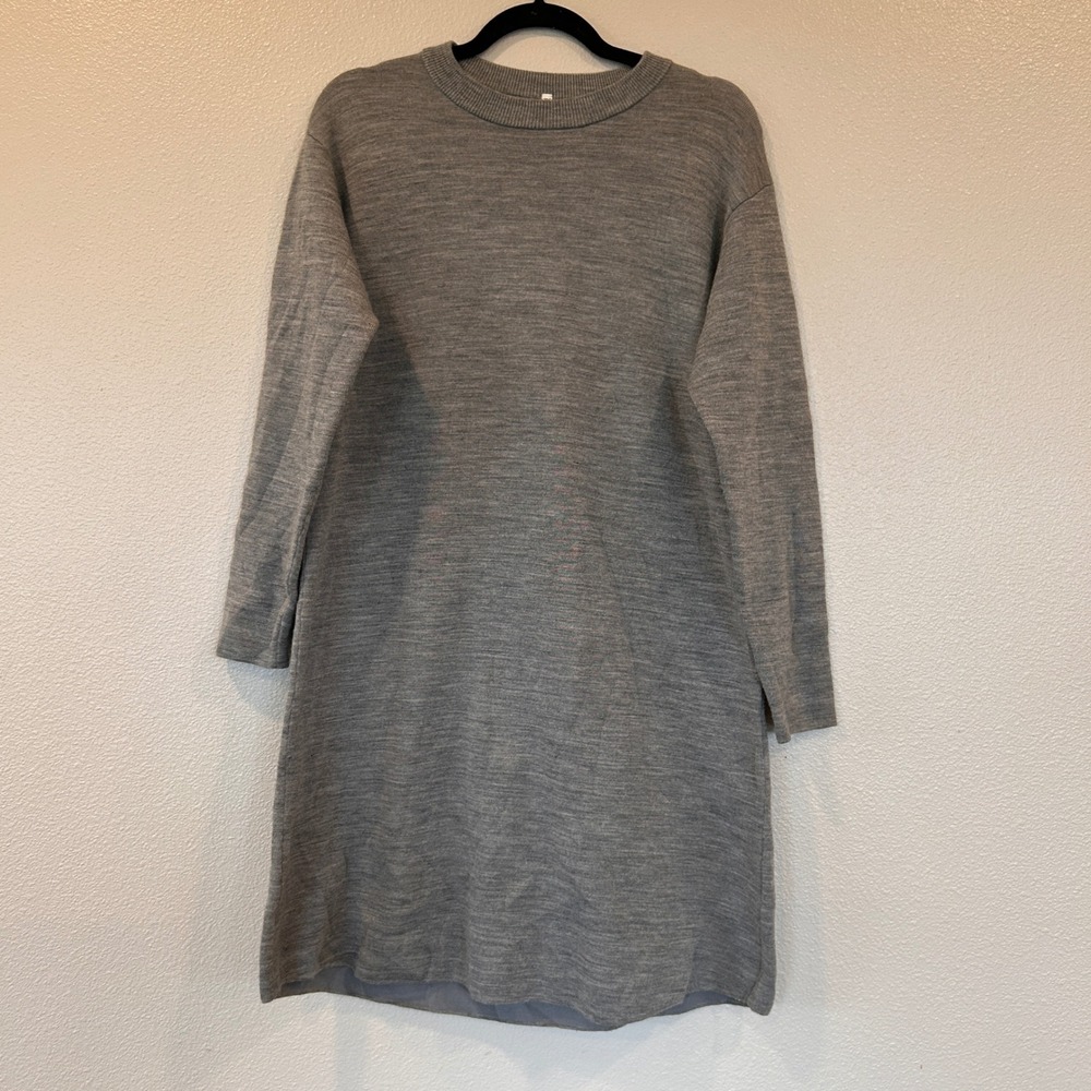 Muji Gray Wool Blend Crew Neck Long Sleeve Sweater Dress‎ Women's Size XS-S